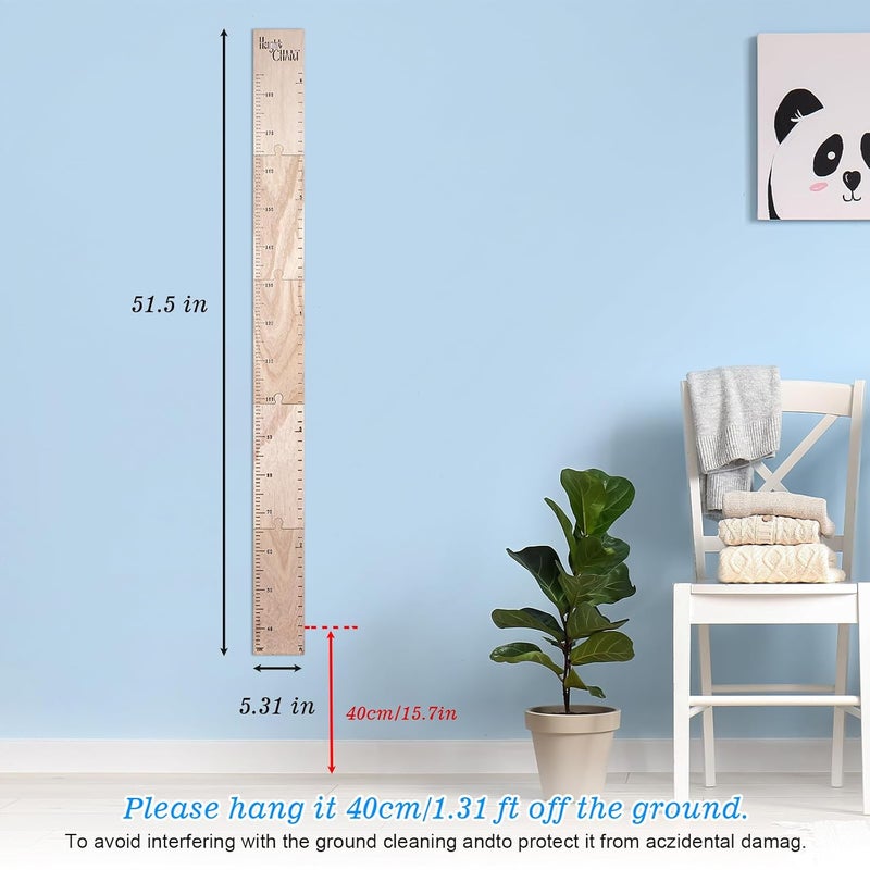 HOMEE Growth Chart for Wall, Wooden Height Chart for Kids，Natural Wood Height Measurement for Kids，Height Ruler Measurement Growth Chart for Baby Kid Room Nursery Wall Decor - Image 2